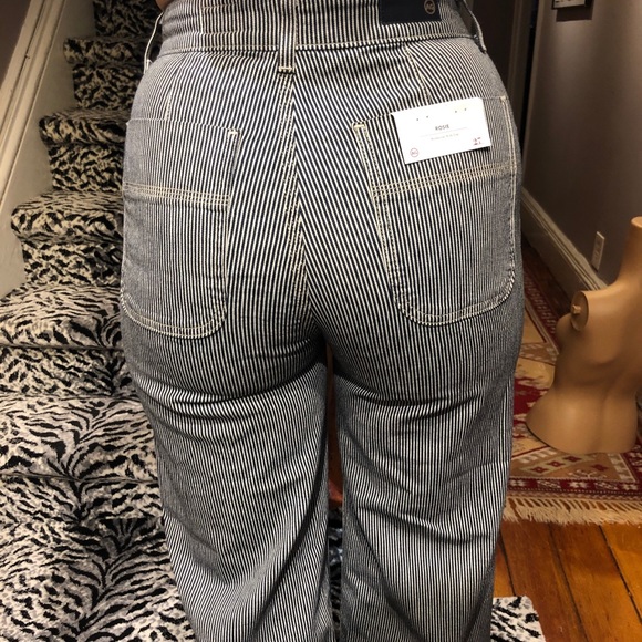 NWT AG 27 Rosie Workwear Wide Leg Striped Jeans - Picture 3 of 6